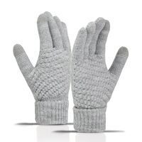 Manusi de Dama, Flippy, Functie Touchscreen (ecran tactil), Material Acril Tricotat, Manseta Elastica, Interior Catifelat, Marime Universala, Gri