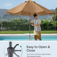SONGMICS Umbrela de gradina, cu manivela pentru deschidere, sistem inclinare, 300cm, taupe