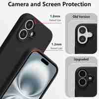 Husa de Protectie, Vafy, pentru iPhone 16 Plus, Liquid Silicone, cu Microfibra pe Interior, Protectie Antisoc, Compatibil Incarcare Wireless, Negru