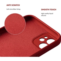 Husa protectie Vafy compatibila cu Apple iPhone 12 Liquid Silicone Ring cu suport rotativ Rosu