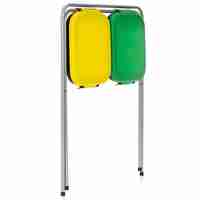 Cos de gunoi selectiv cu 2 compartimente, cadru metalic si capace PP, 68x42x75 cm