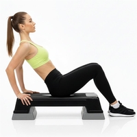 Step aerobic fitness reglabil 2 niveluri, PP, maxim 350 kg, 73x29x18 cm, negru gri