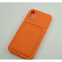 Husa protectie Vafy cu suport card compatibila cu Apple iPhone 12 Portocaliu
