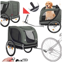 Remorca bicicleta pentru transport animale, cu acoperis impermeabil, maxim 40 kg, verde si negru