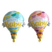 Balon din Folie Metalizata, Vafy, Mini Figurine, Model Balon cu Aer Cald Baietel, Tematica Welcome Baby, 80x62 cm, Ambalaj Individual, Pai Inclus, Umflare cu Aer sau Heliu, Albastru