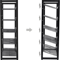 SONGMICS Raft de depozitare pantofi pe 5 niveluri, metal, rafturi plate sau unghiulare reglabile, 31x74x104cm, negru