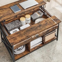 VASAGLE Masa de cafea cu inaltime reglabila, spatiu de depozitare ascuns, 60x100x(48-62) cm, maro rustic