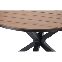 Masa rotunda pentru gradina, cadru aluminiu cu blat polywood aspect lemn, 112x73 cm, maro natur