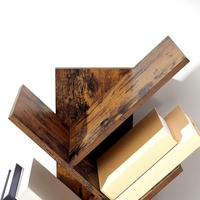 VASAGLE Biblioteca de podea cu 8 etaje, cu rafturi din lemn in forma V, 25x141x50cm, maro rustic