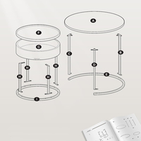 VASAGLE Set 2 masute cafea, cu blat detasabil si spatiu de depozitare ascuns, 45x45x42 cm, culoare nuc