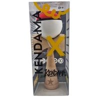 Kendama X Originala, Profesionala, Flippy, din Lemn, Rubber Grip, 18 cm, Rosu/Alb