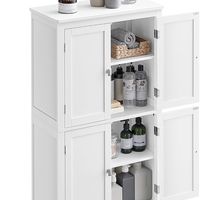 VASAGLE Dulap de baie, din MDF, cu 2 compartimente si 4 usi, rafturi reglabile, 30x60x110cm, alb