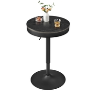 VASAGLE Masa de bar neagra, 59x59x(83-105) cm – inaltime reglabila, compartiment de depozitare