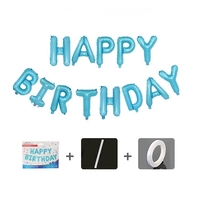 Set baloane folie Flippy, Happy Birthday, 40 cm, baby blue