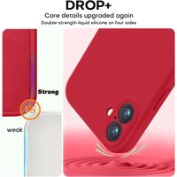Husa de Protectie, Vafy, pentru iPhone 16, Liquid Silicone, cu Microfibra pe Interior, Protectie Antisoc, Compatibil Incarcare Wireless, Rosu