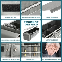Organizator Auto pentru Portbagaj, Flippy, Model Pliabil, din Panza, cu Geanta Termoizolanta Detasabila, 3 Compartimente, Curele Ajustabile, 90 x 35 x 30 cm, Gri