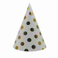 Set 6 Coifuri Metalizate, Flippy, pentru Petrecere, Tematica Aniversare, Model Buline, 20 cm, Auriu