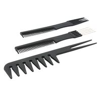 Set piepteni profesionali pentru coafat, Flippy, 10 bucati, PP + Otel inoxidabil, 18,5–22 cm, Rezistenti la caldura, Negru