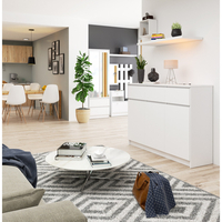 Comoda cu 3 usi si 3 sertare, PAL laminat, 138x40x99 cm, alb mat
