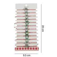 Bratara Martisor pentru Dama, Jolie, Model Potcoava, Set 12 bucati, Pandativ Argintiu din Inox cu Snur Alb-Rosu Ajustabil