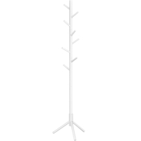 VASAGLE Cuier pentru haine, din lemn masiv, tip pom, cu 8 carlige, 175cm, alb