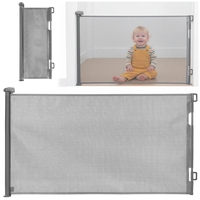 Poarta de siguranta retractabila si extensibila, pentru copii sau animale de companie, 162x86 cm, gri