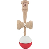 Kendama X Originala, Profesionala, Flippy, din Lemn, Rubber Grip, 18 cm, Alb/Rosu