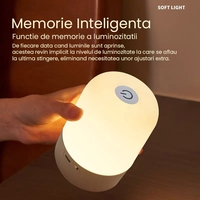 Lampa LED Reincarcabila, Flippy, Control tactil, Lumina in 3 culori albe, Lampa pentru Dormitor, 16 Culori RGB, Lumina de Noapte in Camera Copiilor, 11 x 8 x 8 cm, Alb