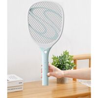 Paleta Electrica pentru Tantari, Muste sau Insecte LED, Flippy, Reincarcabila, Incarcare USB, Plastic, Casa si Gradina, Anti-insecte, Alb-Albastru