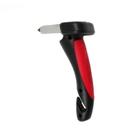Maner Auto 4 in 1, Flippy, Kit de Siguranta, Maner, LED, Cutter, Ciocan, din ABS si Aluminiu, 18 x 7 cm, Rosu/Negru