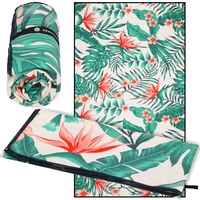 Prosop de plaja cu uscare de rapida, husa de transport, 90x180cm, model floral