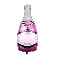 Balon din Folie Metalizata, Flippy, Figurine, Model Sticla de Sampanie, 49x100 cm, Ambalaj Individual, Pai Inclus, Umflare cu Aer sau Heliu, Mov