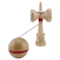 Kendama X Originala, Profesionala, Flippy, Super Sticky, Cupe Mari KING SIZE V3, Gaura in Baza, Rulment Metalic, din lemn 18 cm, Ata 62/65 cm, Original Rosu