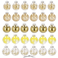 Set globuri de Craciun Inedit, 30 bucati, 7cm, transparente si auriu