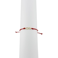 Bratara Martisor pentru Dama, Jolie, Model Infinit, Set 12 bucati, Pandativ din Inox Auriu, Snur Ajustabil Impletit, Rosu