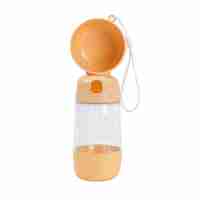 Sticla Animale, Flippy, Portabila, pentru Hrana si Apa, din ABS, 400 ml/182 ml, 25.5 x 8 x 9 cm, Galben