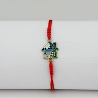 Bratara Martisor pentru Dama, Jolie, Model Casuta, Set 12 bucati, Pandativ Auriu din Inox cu Snur Rosu Ajustabil