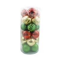 Set de 24 ornamente de brad, Flippy, de tip Glob, Multicolor, cu ø de 8 cm, din plastic, cu finisaj sclipitor , cutie 19 cm lungime x 42 cm inaltime x 19 cm adancime