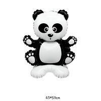 Balon din Folie Metalizata, Vafy, Figurine Animăluțe, Model Panda, 43x59cm, Ambalaj Individual, Pai Inclus, Umflare cu Aer sau Heliu, Alb Negru