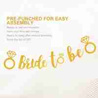 Banner Bride To Be, Flippy, Dimensiune 30x20 cm, Rola de Ata Inclusa, Tematica Nunta, Decoratiune Party, Auriu