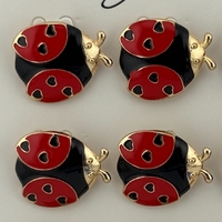 Set 12 Brose Martisor Primavara, Jolie, Model Buburuza, Rosu-Negru