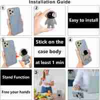 Husa de Protectie TPU 2in1, Vafy, pentru Apple iPhone 14 Pro Max, Astronaut cu Suport, Antisoc, Rezistenta la Impact, Protectie Camera, Albastru