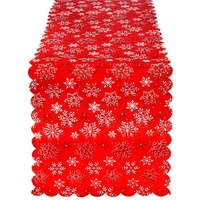 Fata de masa pentru decor, cu motive de Craciun, din stofa, 34x187cm, rosu