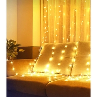 Instalatie Craciun, Tip Perdea IP44, 3m x 1m, 100 Led-uri, Alb cald, USB si telecomanda cu 8 functii, Vafy