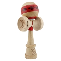 Kendama X Originala FREQUENCY, Profesionala, Flippy, Cupe Mari KING SIZE V3, Super Sticky, Gaura in Baza, Rulment Metalic, din lemn 18 cm, Ata 62/65 cm, Rosu/Maro