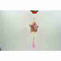 Ornament de brad stea, Flippy, roz, lemn/textil, 25 cm