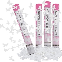 Tun de Confetti, Flippy, Confetti Cannon 40 cm, Model Fluturi din Hartie, Alb