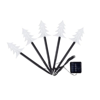 Set 5 Lampi solare LED de exterior Model Brad, pentru gradina, Vafy, 35.5 cm, Alb Cald