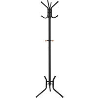 VASAGLE Cuier pentru haine, din otel, tip pom, cu 12 carlige, 176cm, negru