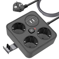Prelungitor Multifunctional pentru Birou, Vafy, 3 Prize, 2 USB-A, 2 TYPE-C, Suport pentru Telefon, 3250W, Lungime Cablu 2 m, 11.4 x 12.4 cm, Negru